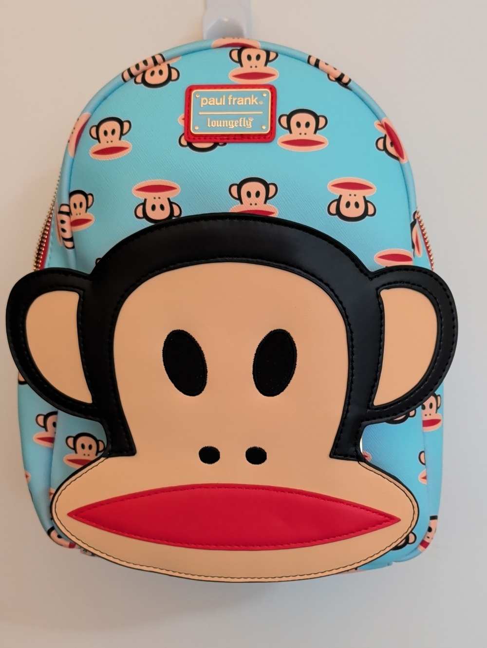Paul Frank Loungefly Blue Julius Monkey Mini Backpack with Red Accents